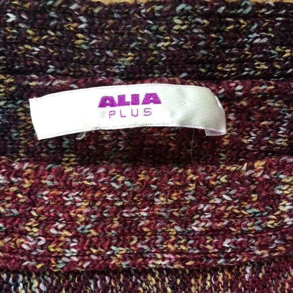 Alia Plus XL Cozy Knit Boatneck Sweater Maroon 3/4 Sleeves - Picture 3 of 4
